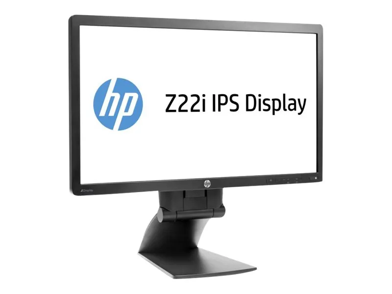 HP Z22i IPS Bildschirm in leicht schräger Ansicht mit schwarzem Rahmen