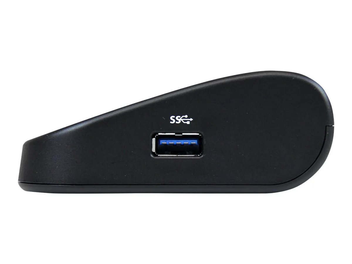 Schwarze StarTech Dockingstation mit elegant geschwungener Form und seitlichem USB-3.0-Port