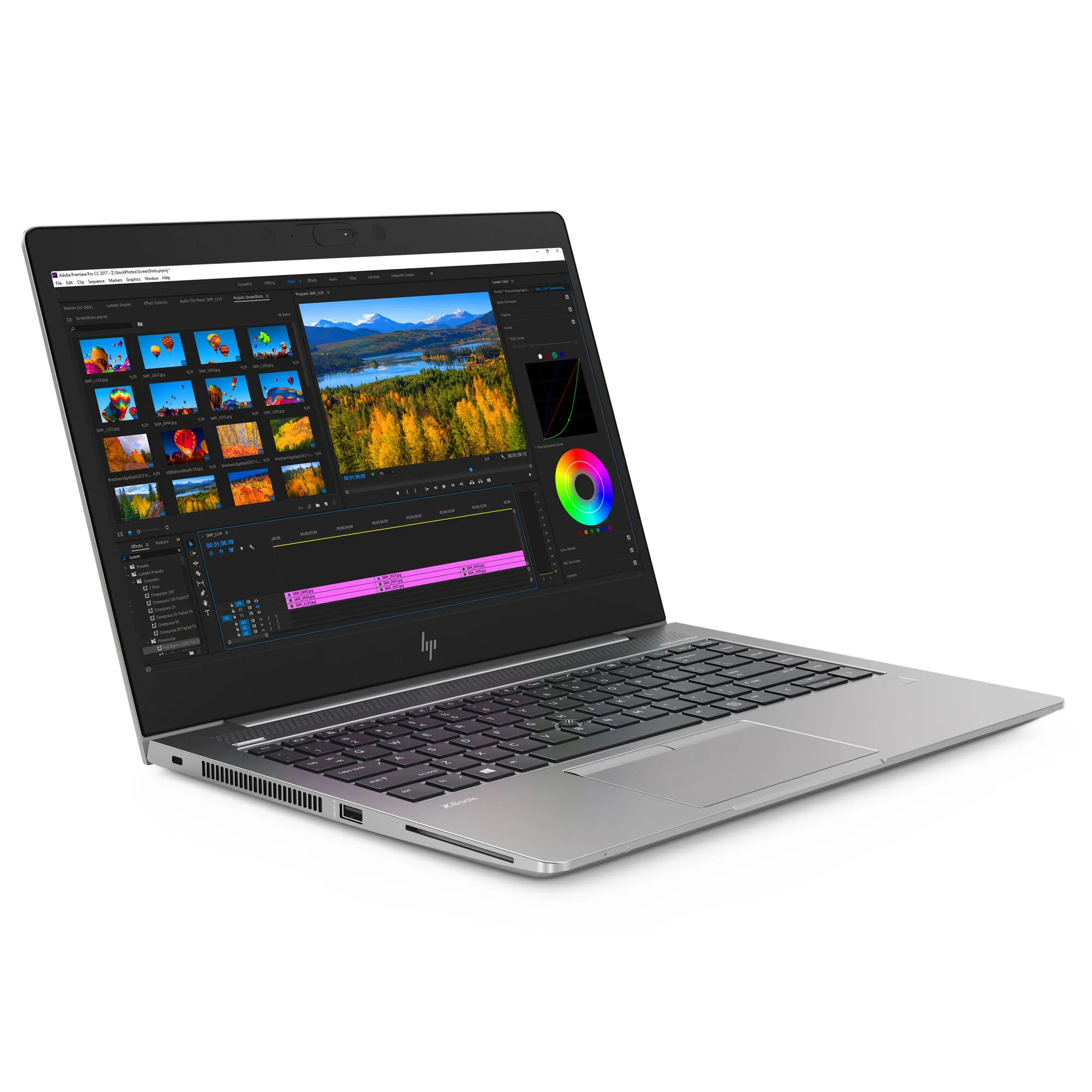 Angeschaltete Seitenansicht (links) des HP ZBook 14U