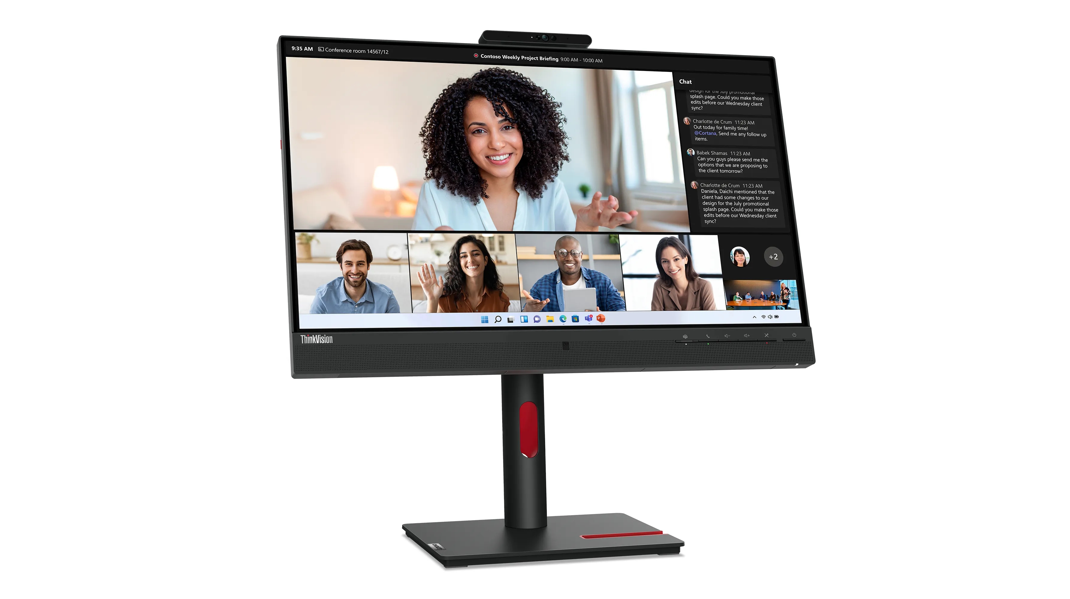 Lenovo ThinkVision T24mv-30 | 24" | LED IPS | 75Hz | Webcam | Full HD | schwarz