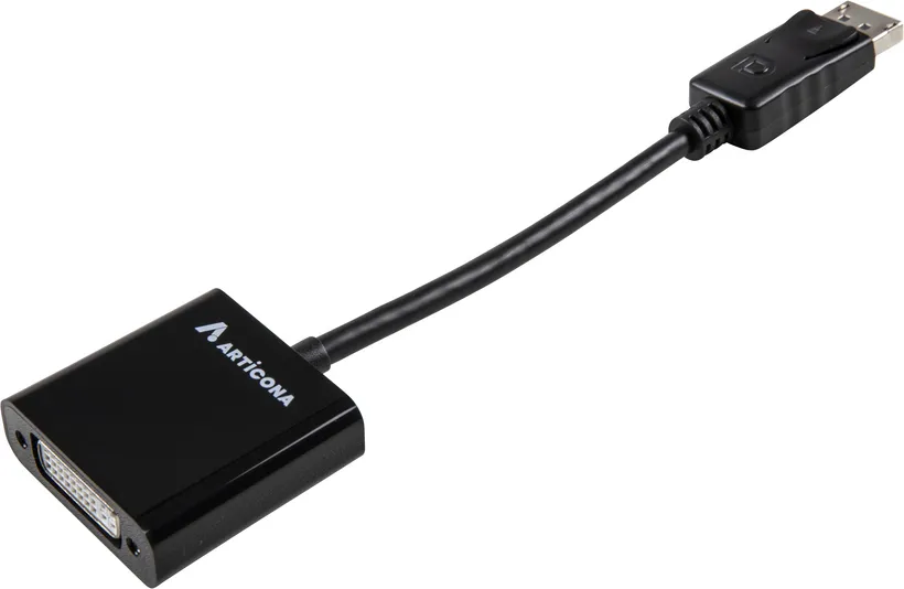 Schwarzer ARTICONA Adapter mit DisplayPort-Stecker und DVI-Buchse für Monitore