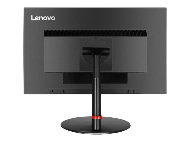 Rückseite des Lenovo ThinkVision T24i-10 Monitors mit höhenverstellbarem Standfuß und sichtbarem Lenovo-Logo