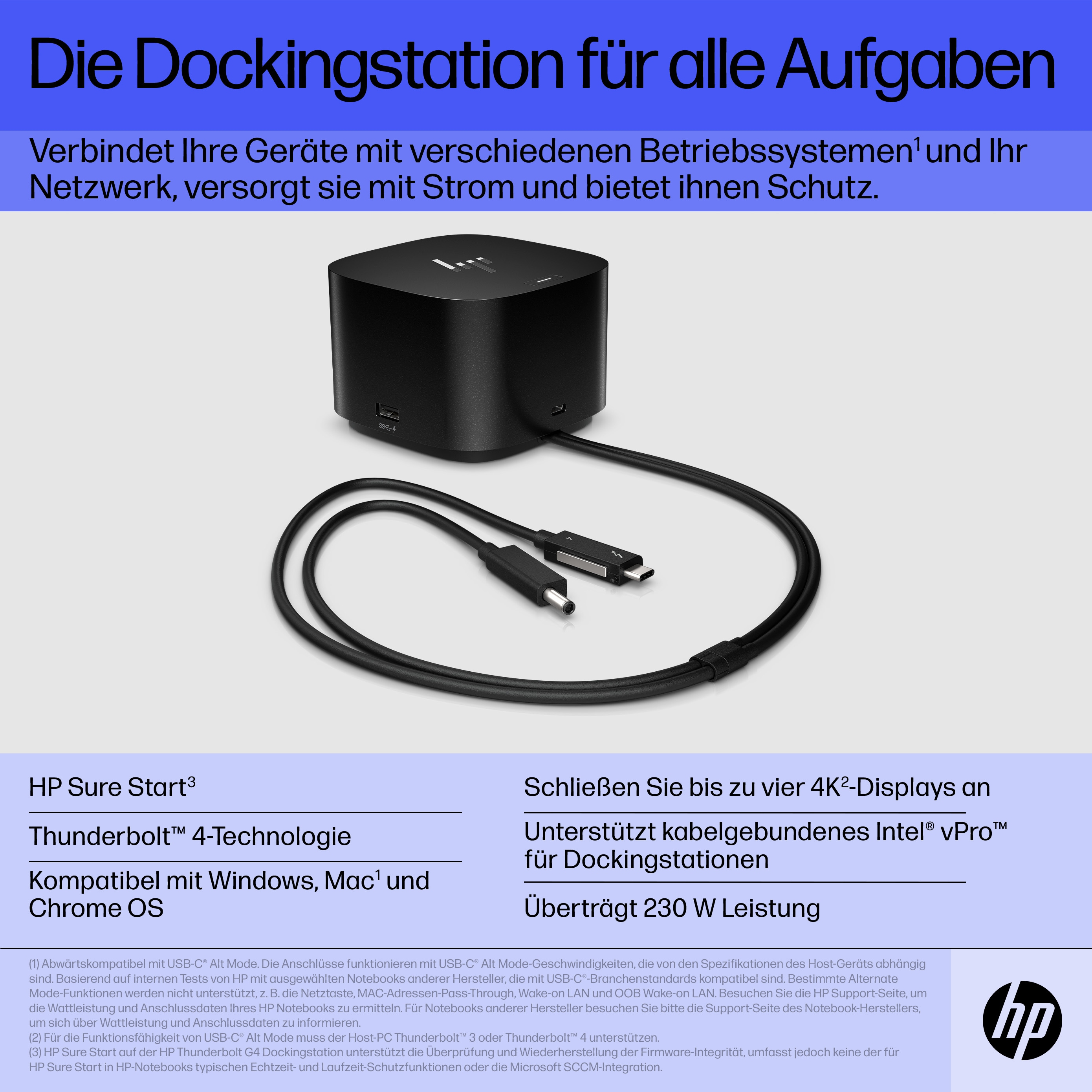 HP Thunderbolt Dock 280W G4 | Split Cable | Dockingstation | inkl. 280W Netzteil