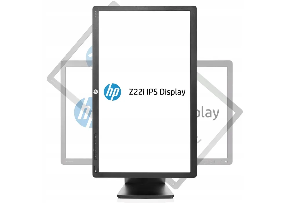 HP Z22i IPS Monitor im Hochformat mit visualisierter Rotation im Hintergrund