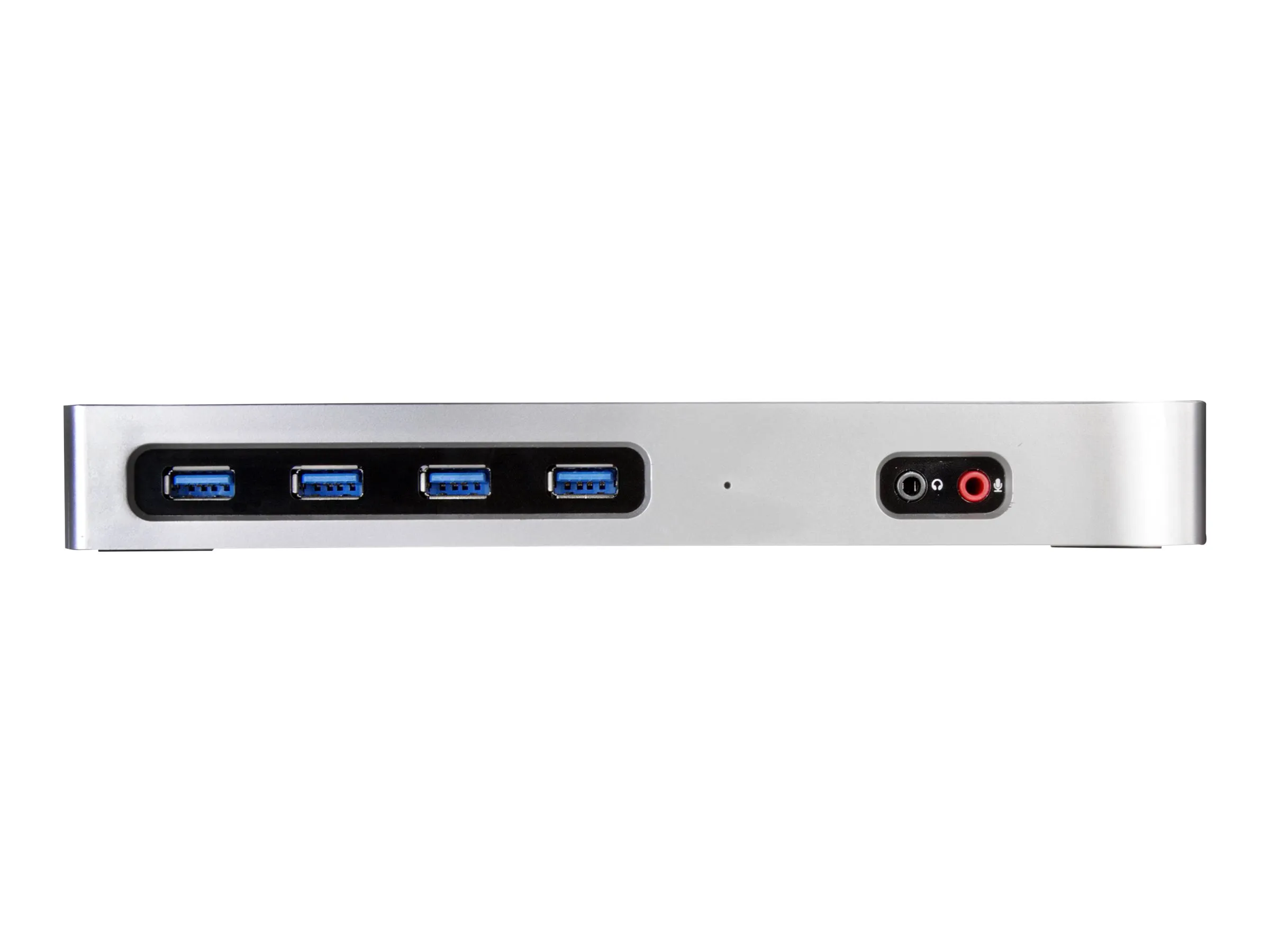 StarTech Dockingstation in silbernem Gehäuse mit blauen USB-Ports und kombinierter Audiobuchse