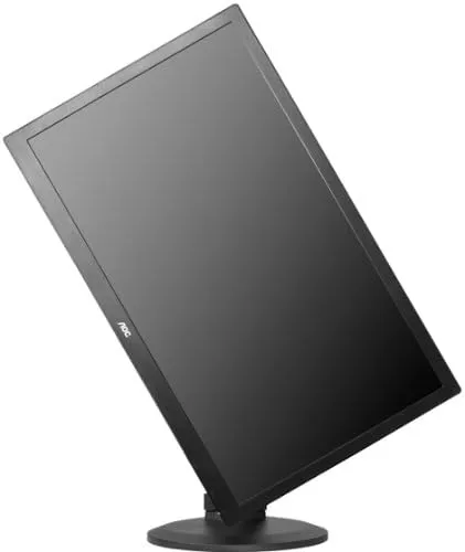 AOC E27770PQU Monitor in geneigter Pivot-Stellung – Bildschirm leicht gedreht im Hochformat