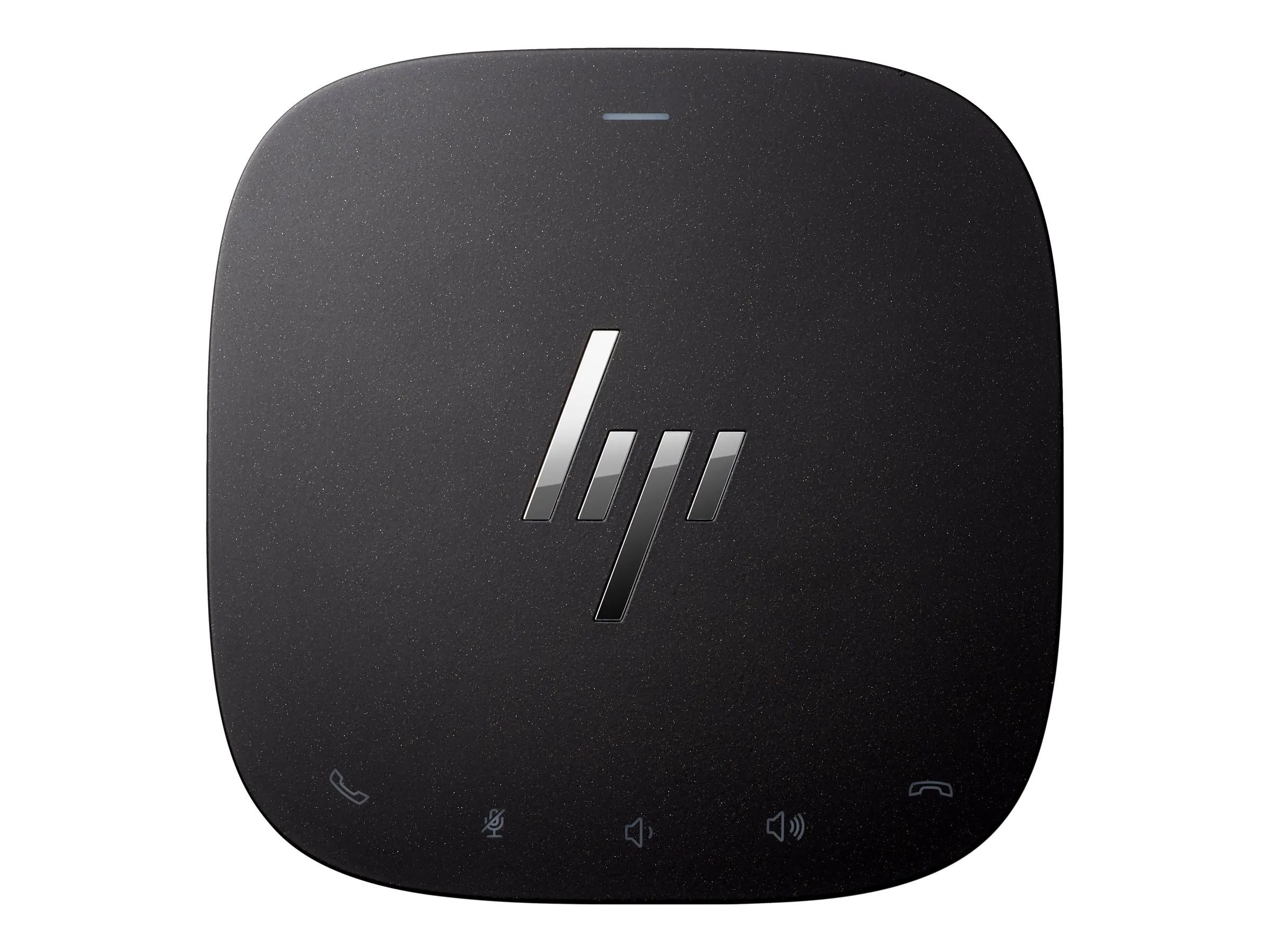 HP-Gerät mit runder Oberseite und Touchflächen für Lautstärke, Mikrofon und Anrufsteuerung