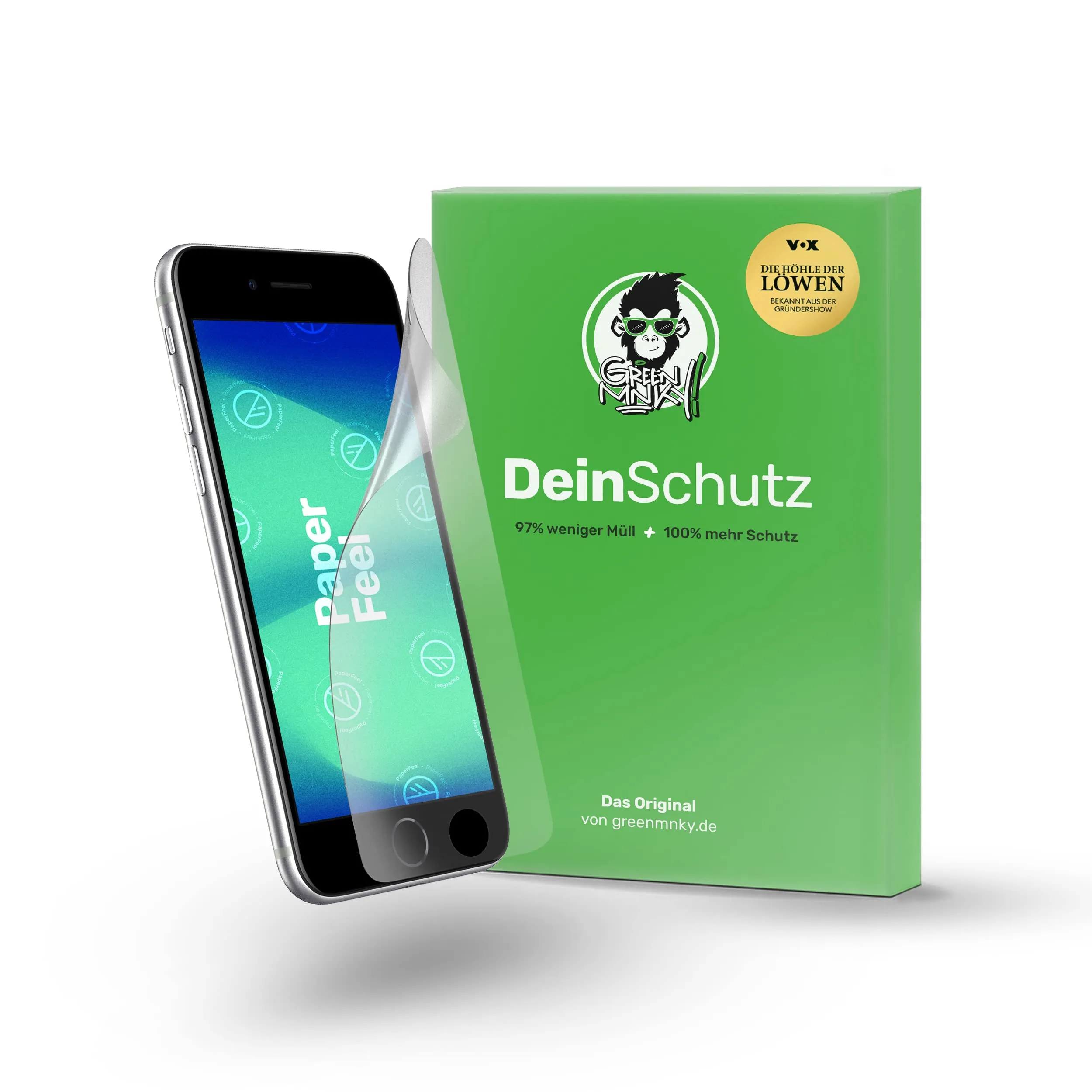 Green MNKY Crystal Clear Displayschutz für Apple iPhone 7, 8 und SE mit Verpackung