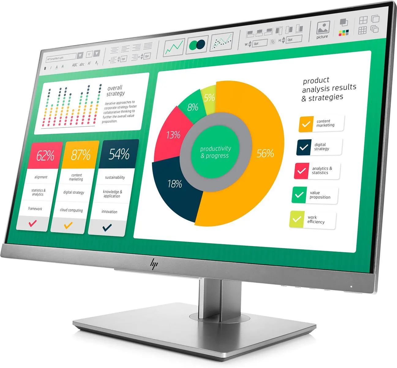 HP EliteDisplay E223 LED-Monitor 54,6 cm (21,5") Full HD IPS HDMI VGA DisplayPort Silber