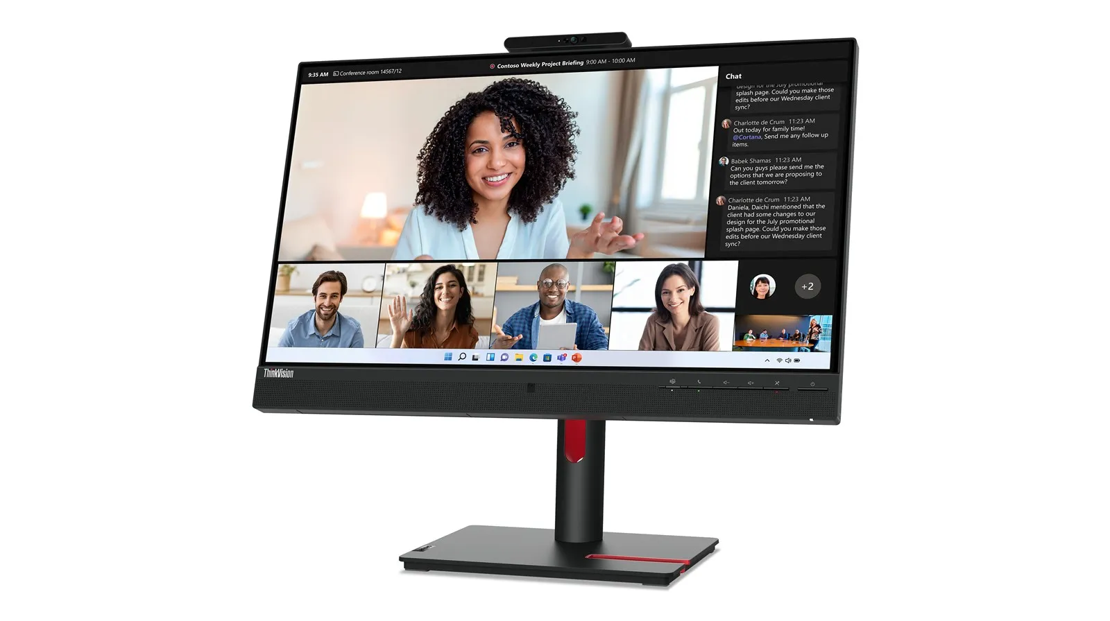 Lenovo ThinkVision T24mv-30 | 24" | LED IPS | 75Hz | Webcam | Full HD | schwarz