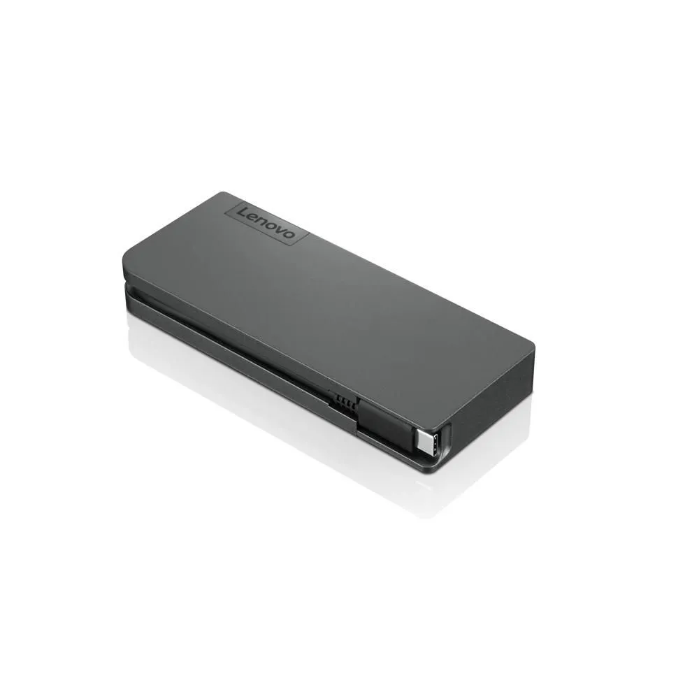 Lenovo USB-C Travel Hub Dockingstation in schräger Ansicht mit kompaktem Gehäuse