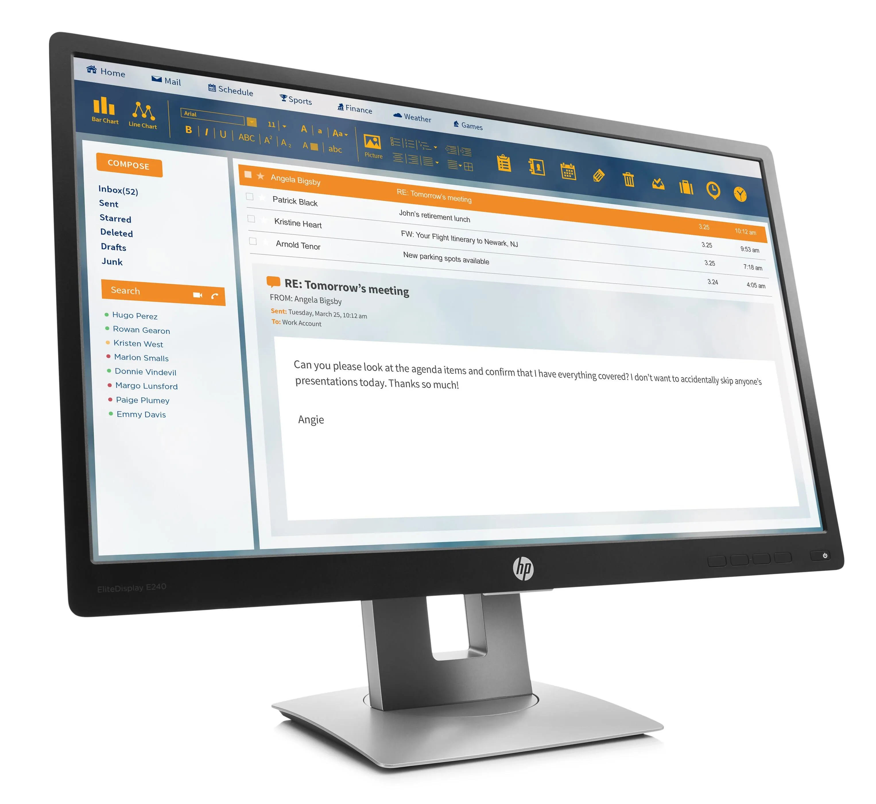HP EliteDisplay E240 Monitor | 24" | Full HD | HDMI DisplayPort | schwarz/silber