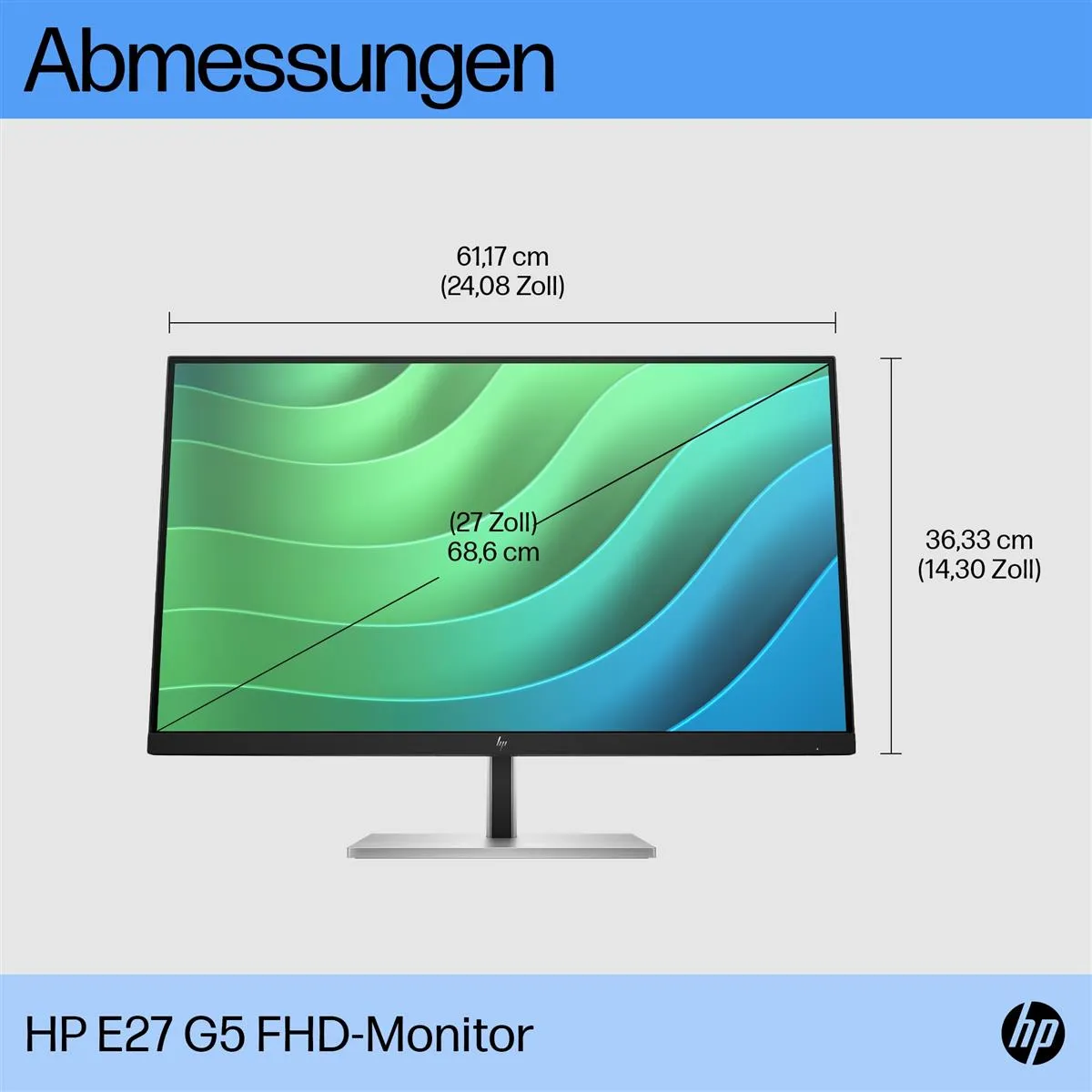 HP EliteDisplay E27 G5 | 27" | Full HD | HDMI DisplayPort | schwarz/silber