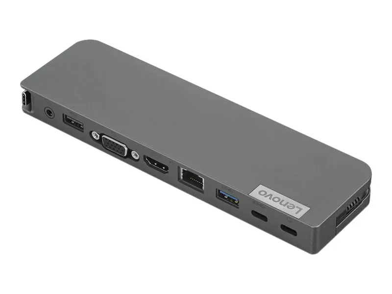Lenovo Mini Dockingstation mit vielfältigen Anschlüssen wie USB, HDMI, VGA und Ethernet