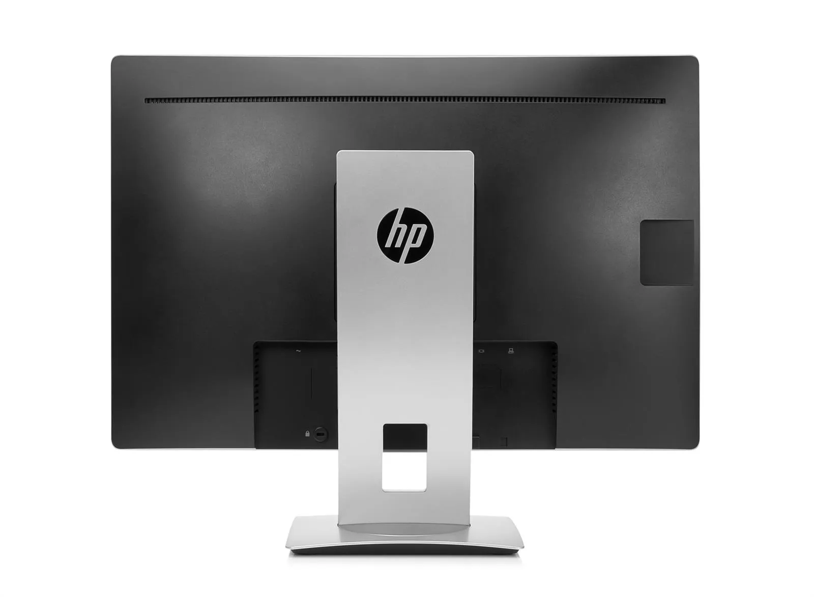 HP EliteDisplay E242 Monitor in Rückansicht mit Standfuß und Anschlüssen auf der Rückseite.