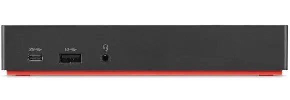Lenovo Dockingstation mit USB 3.0 Typ-A und Typ-C sowie Kopfhöreranschluss an der Frontseite