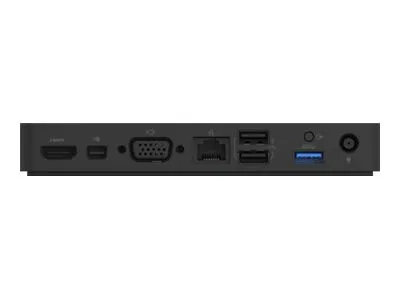 Technische Rückseite der Dell-Dockingstation mit Video-, Netzwerk- und USB-Anschlüssen im Überblick