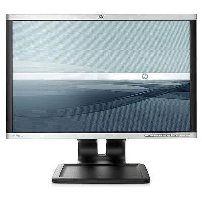 LCD-Bildschirm von Hewlett-Packard in klassischem Design auf schwarzem Standfuß
