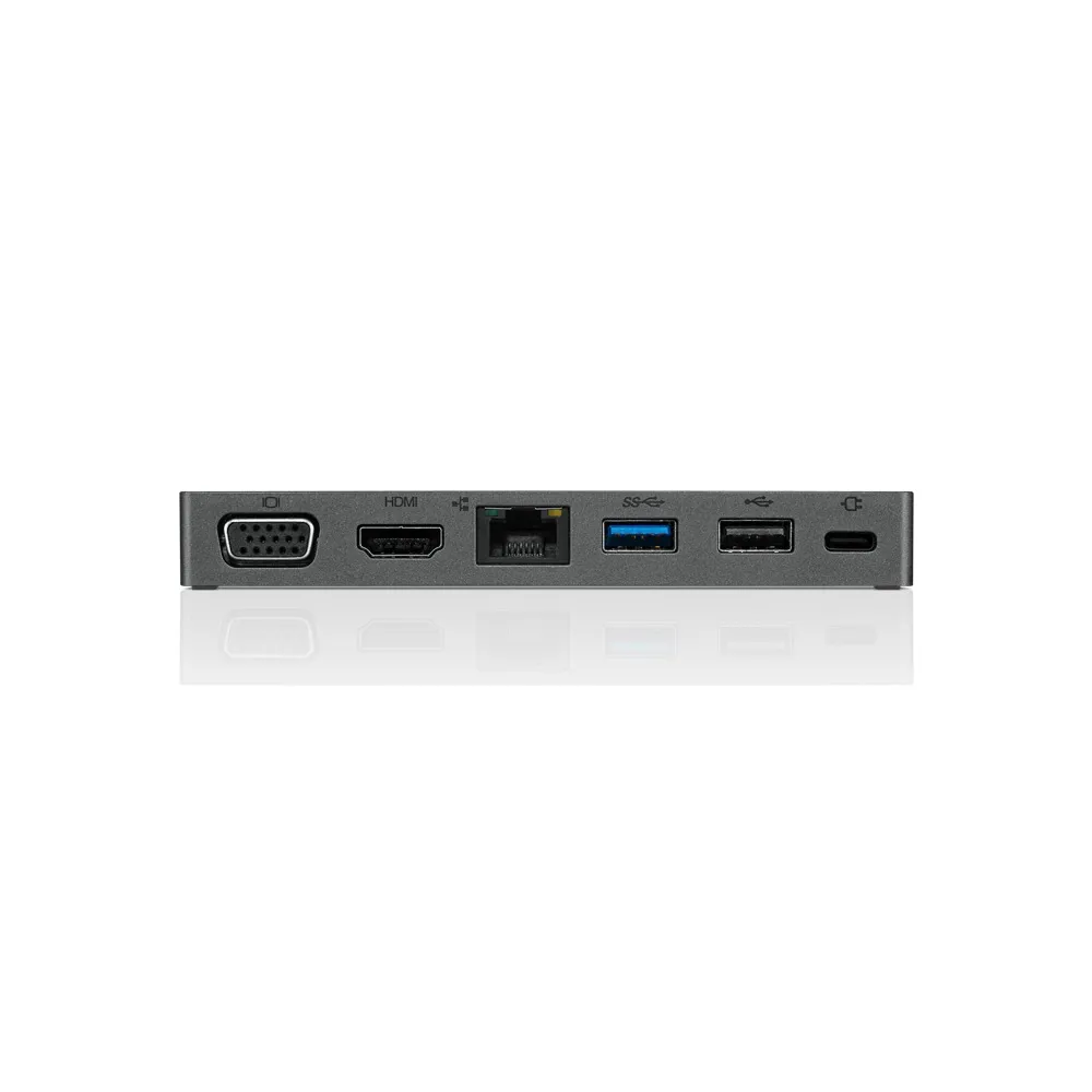 Rückseite des Lenovo USB-C Travel Hub mit VGA, HDMI, LAN und USB Anschlüssen