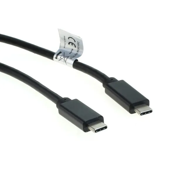 USB-C-auf-USB-C-Kabel mit schwarzer Ummantelung und CE-Kennzeichnung