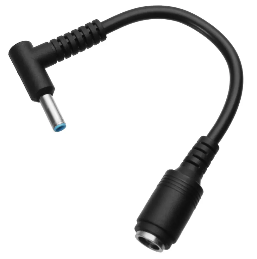 Schwarzes Adapterkabel zur Umwandlung eines Standardrundsteckers auf HP Blue-Tip