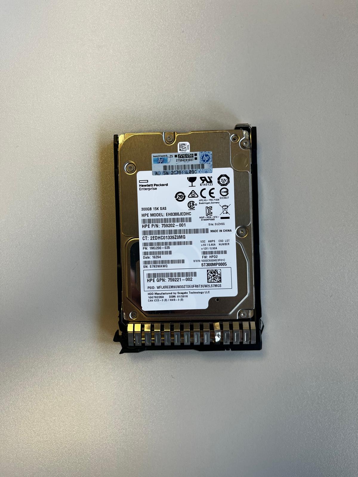 HPE 300 GB HDD Server-Festplatte | 2.5" | 15K SAS 6 Gb/s | PN: 652625-002