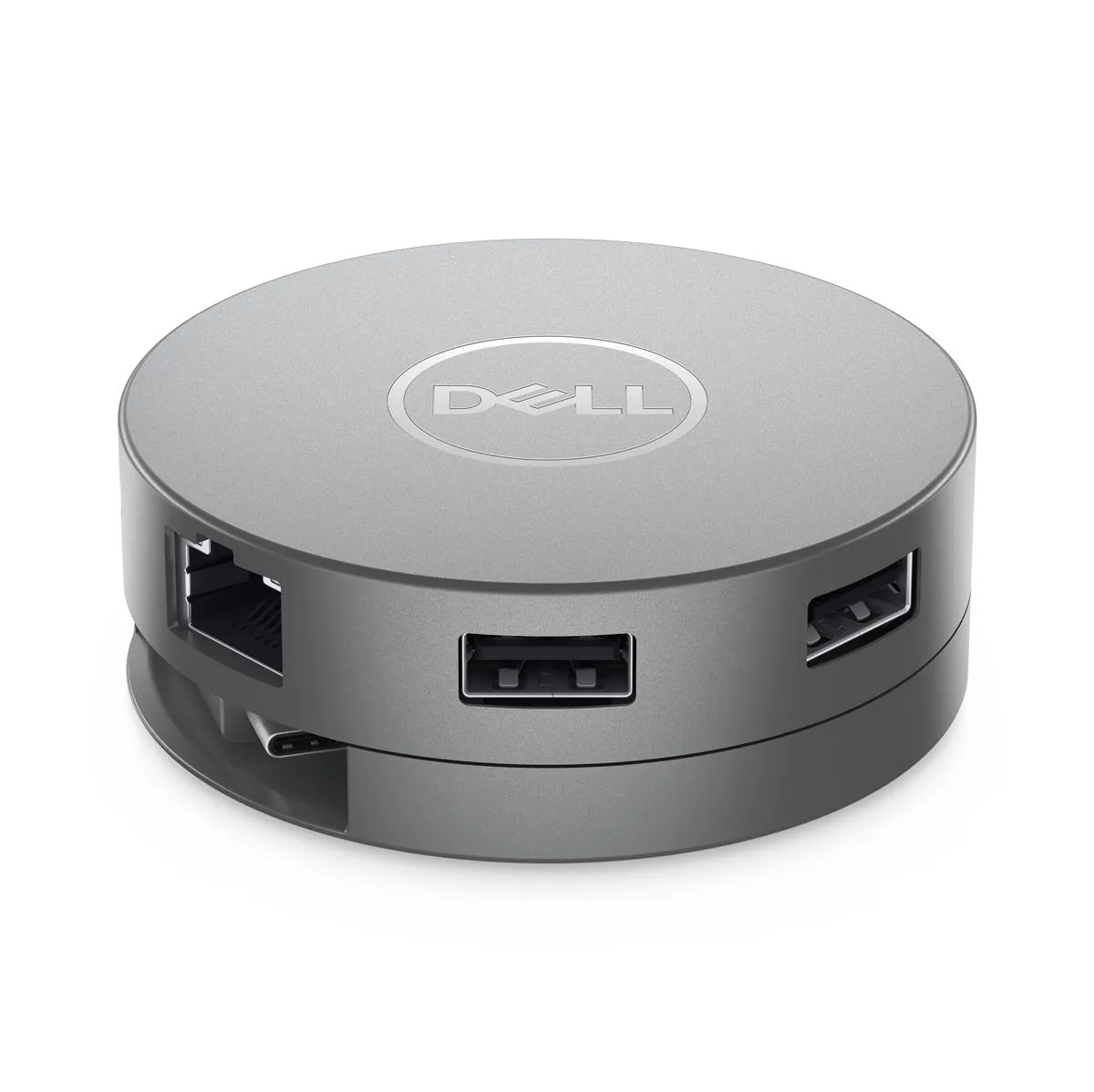 Runder Dell USB-C Mobile Adapter mit mehreren Schnittstellen für Laptops