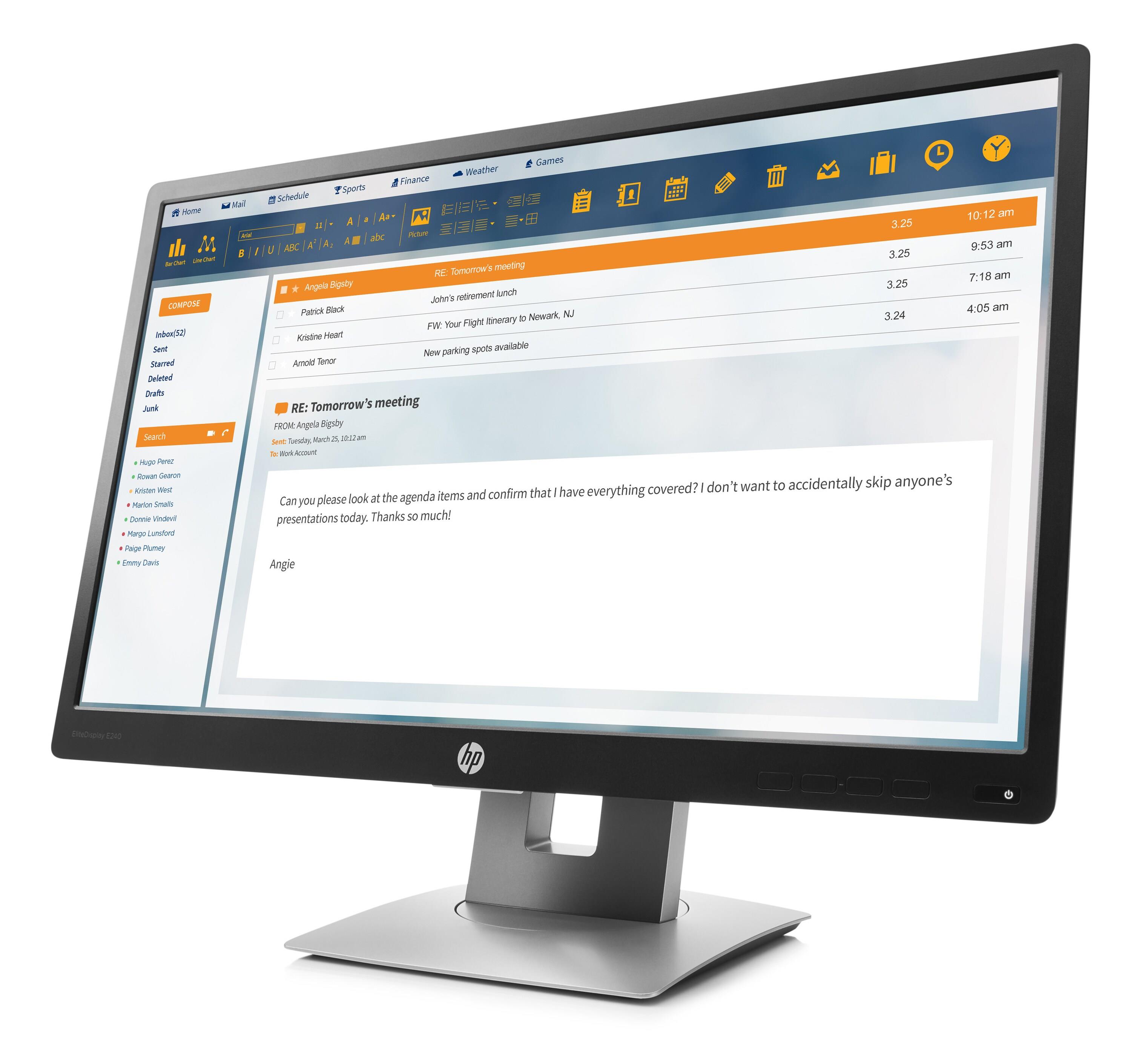 HP EliteDisplay E240 Monitor | 24" | Full HD | HDMI DisplayPort | schwarz/silber - ohne Standfuß
