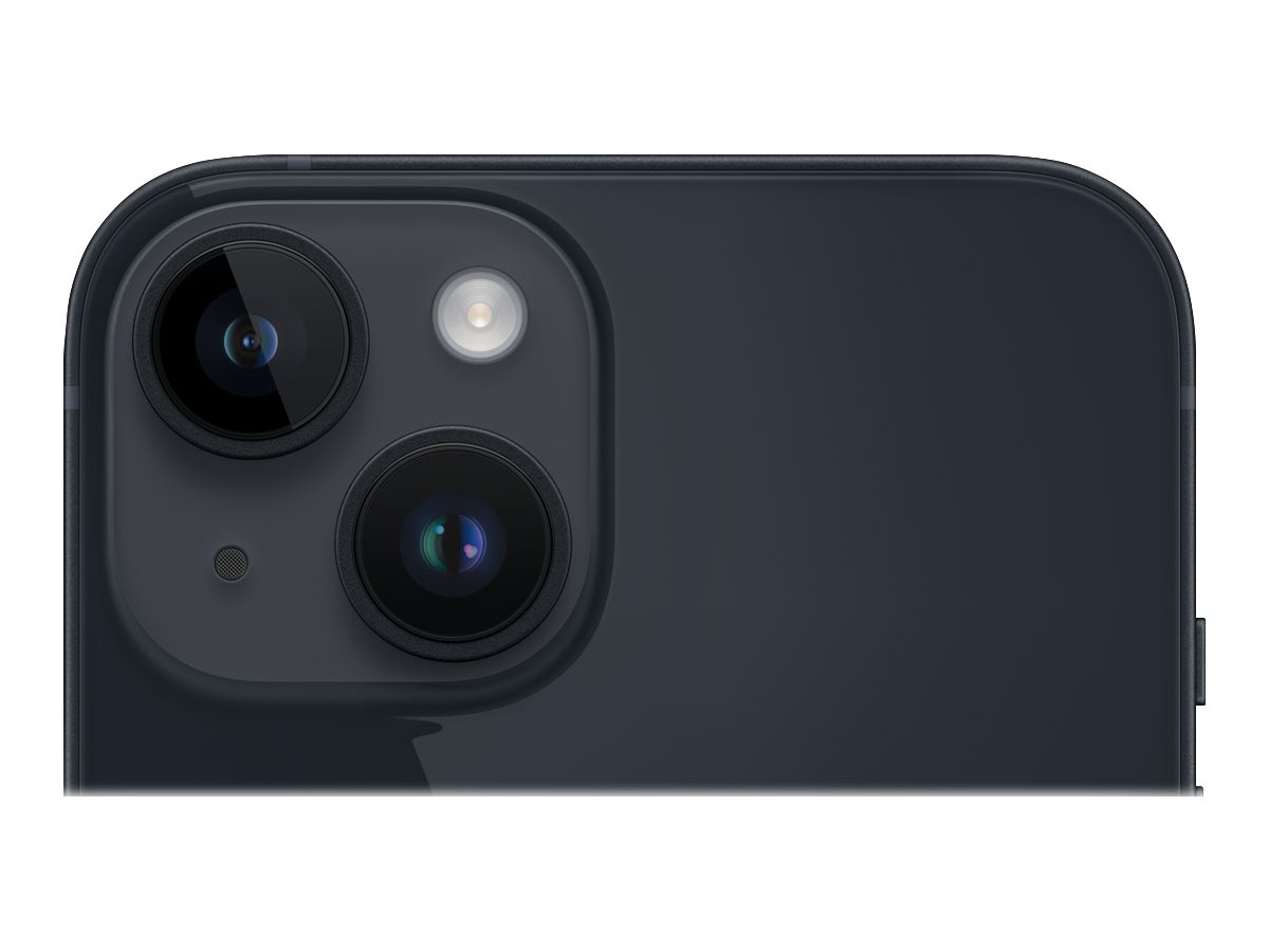 Apple iPhone 14 Rückkamera in Schwarz, hervorgehobene Linsen mit glänzender Oberfläche