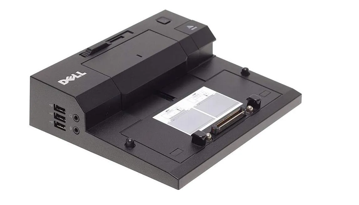 Robuste Dell Dock mit proprietärem Anschluss und seitlichen USB-Ports