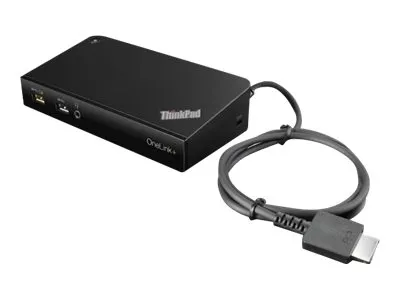 Lenovo ThinkPad OneLink Plus Dockingstation in schräger Ansicht mit festem Verbindungskabel