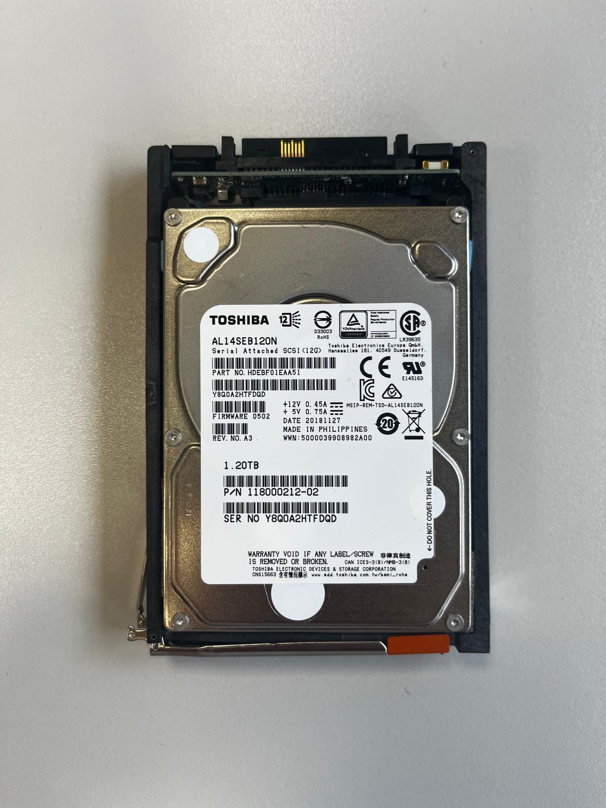 Toshiba 1.2 TB HDD Server-Festplatte | 2.5" | 10K SAS | PN: 118000212-02