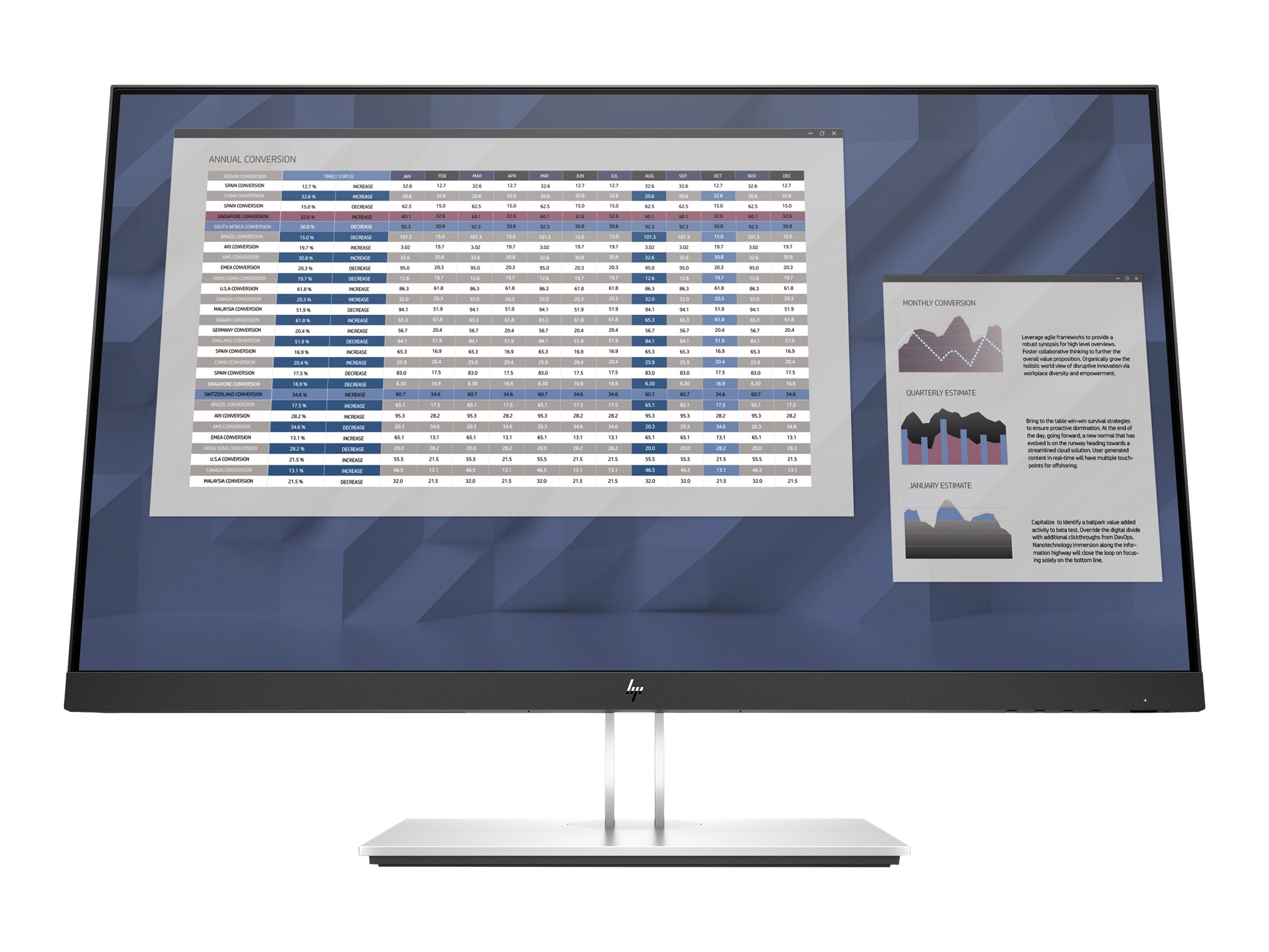 HP E27 G4 Monitor | 27" | Full HD | HDMI DisplayPort VGA | schwarz/silber