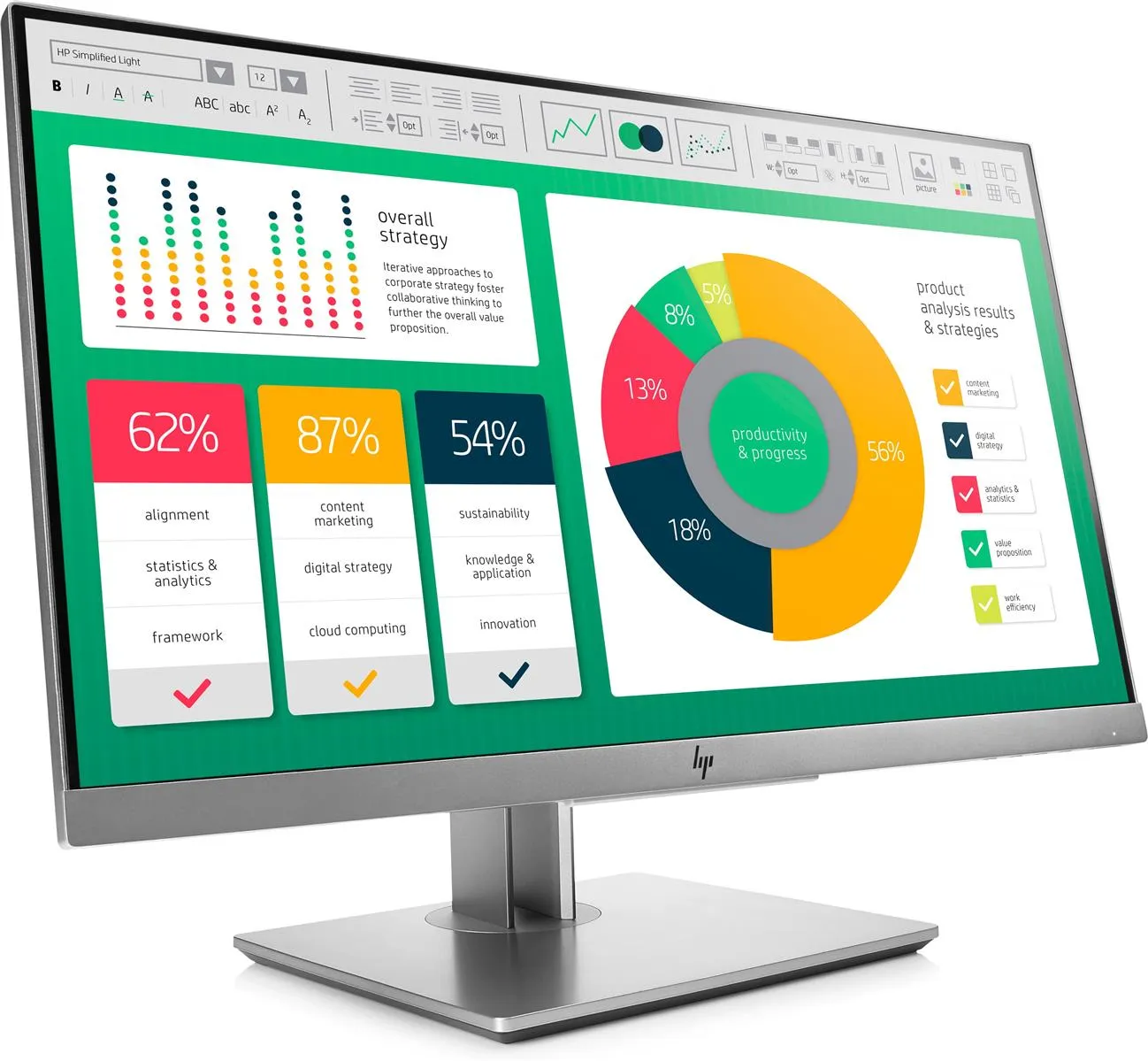 HP EliteDisplay E223 LED-Monitor 54,6 cm (21,5") Full HD IPS HDMI VGA DisplayPort Silber