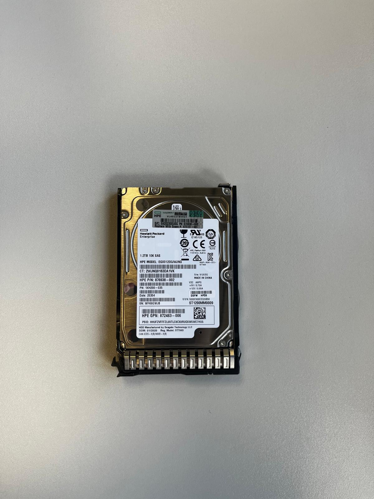 HPE 1.2 TB HDD Server-Festplatte | 2.5" | 10K SAS 12 Gb/s | PN: 876938-002