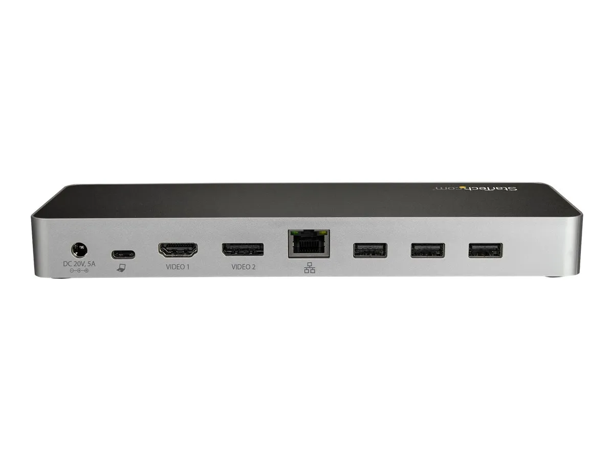 Rückseite der StarTech USB-C Dockingstation mit HDMI, DisplayPort, LAN und USB Anschlüssen