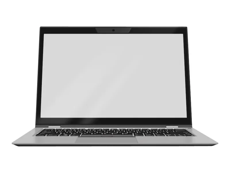 Modernes Notebook mit aufgeklebten Display-Sichtschutz in direkter Frontalansicht