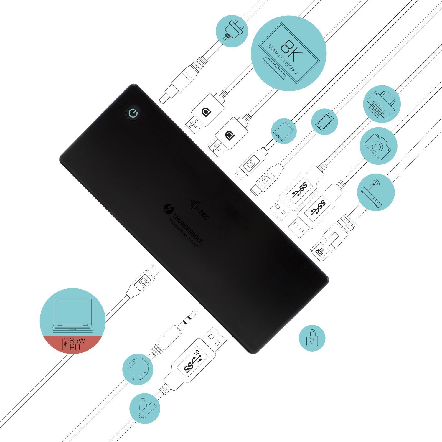 i-tec Thunderbolt 3 Dockingstation | USB-C Dual DisplayPort 4K Dock | ohne Netzteil