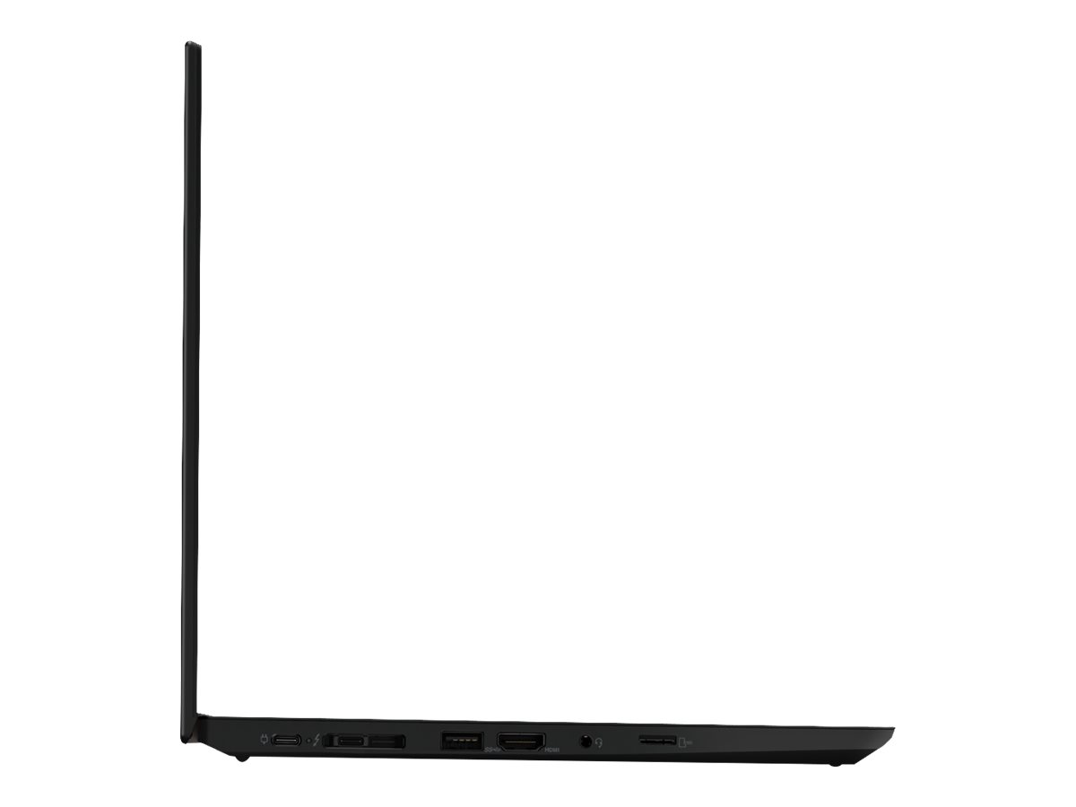 Lenovo ThinkPad T490s – Seitenansicht (links) eines geöffneten Laptops mit sichtbaren Anschlussmöglichkeiten