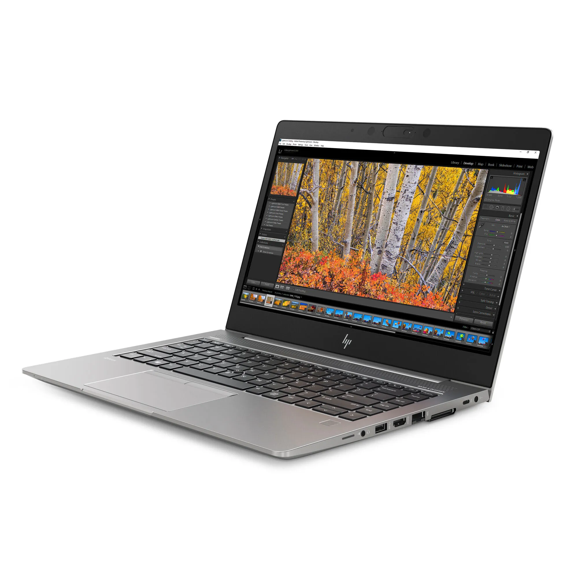 Angeschaltete Seitenansicht (rechts) des HP ZBook 14U