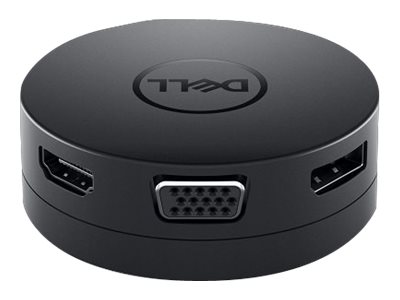Runde Dell USB-C Dockingstation mit VGA- und zwei DisplayPort-Anschlüssen