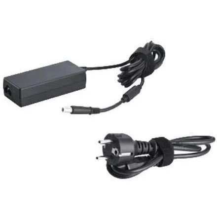 Schwarzes Dell-Ladegerät mit Netzteil und Stromanschluss im Euro-Stecker-Format