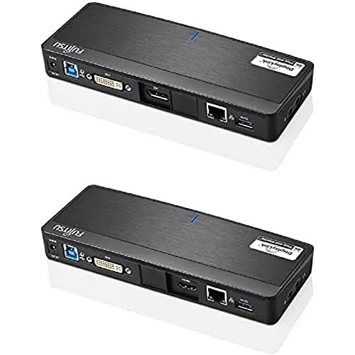 Fujitsu Dockingstation PR8.1 mit mehreren Anschlussports in zwei Perspektiven