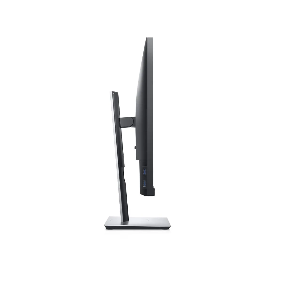 Dell P2421 Monitor in Seitenansicht mit schlankem Gehäuse und silbernem Standfuß.