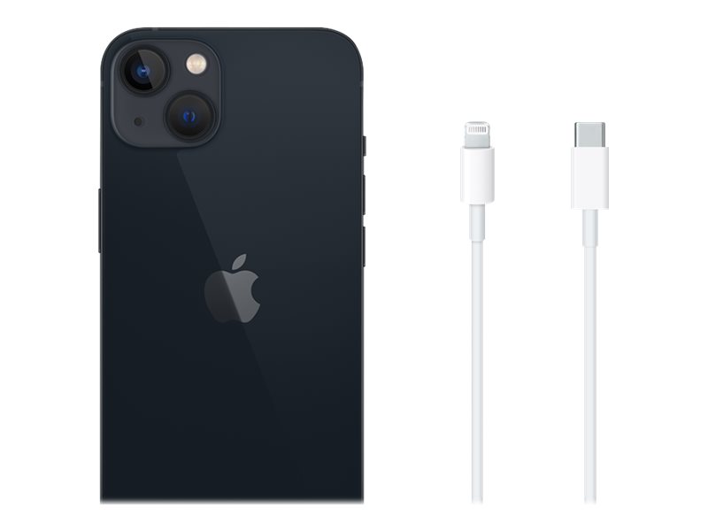 Apple iPhone in schwarzer Ausführung mit Zubehörkabel zum Laden und Synchronisieren