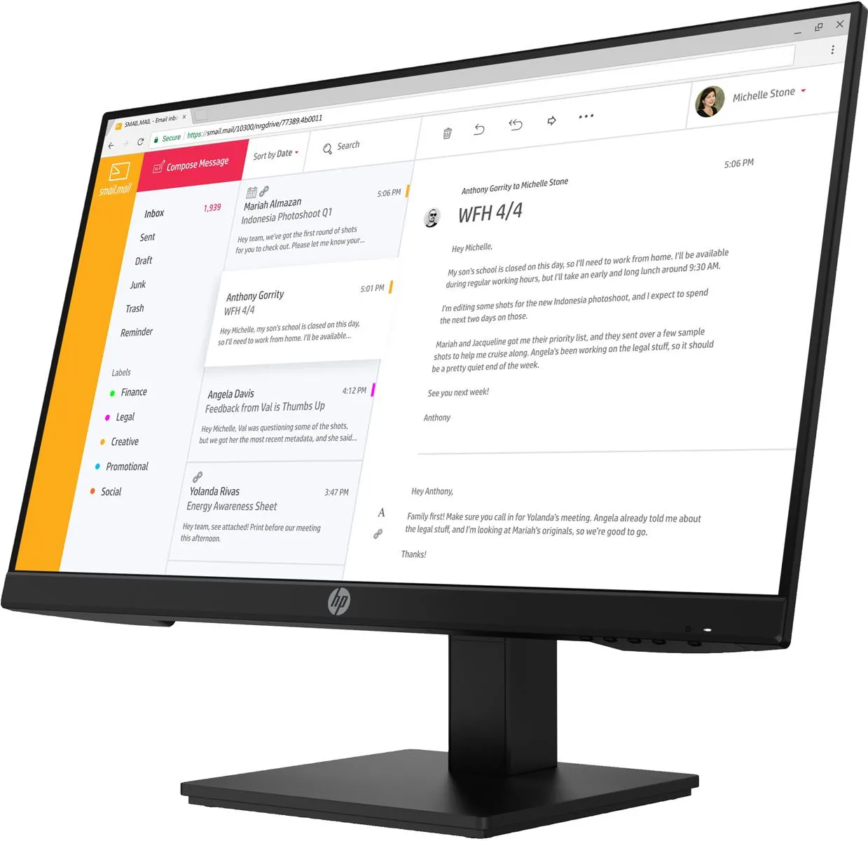 HP P24h G4 LED Monitor 60,5cm 23.8 Zoll IPS Full HD 1920x1080 7VH44AT schwarz