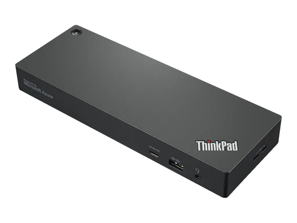 Schräg dargestellte Lenovo ThinkPad Dockingstation mit Anschlussports auf der Vorderseite