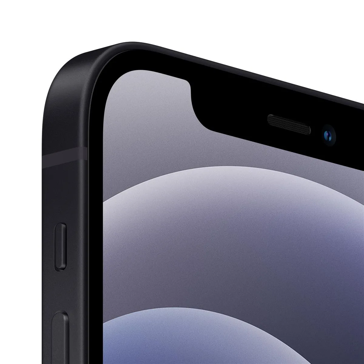 Nahaufnahme des oberen Displaybereichs vom Apple iPhone 12 mit Frontkamera und Lautsprecher