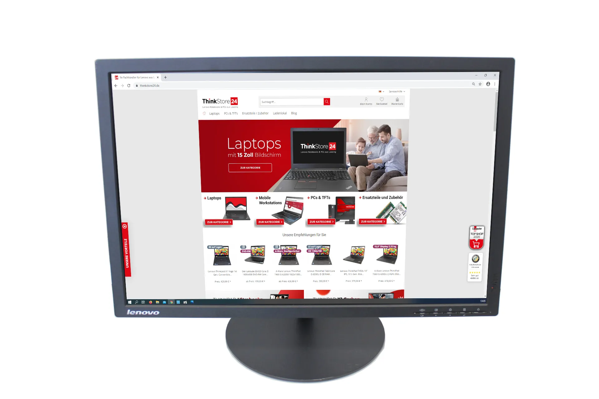 Lenovo ThinkVision T2454pA Monitor | 24" | WUXGA | schwarz