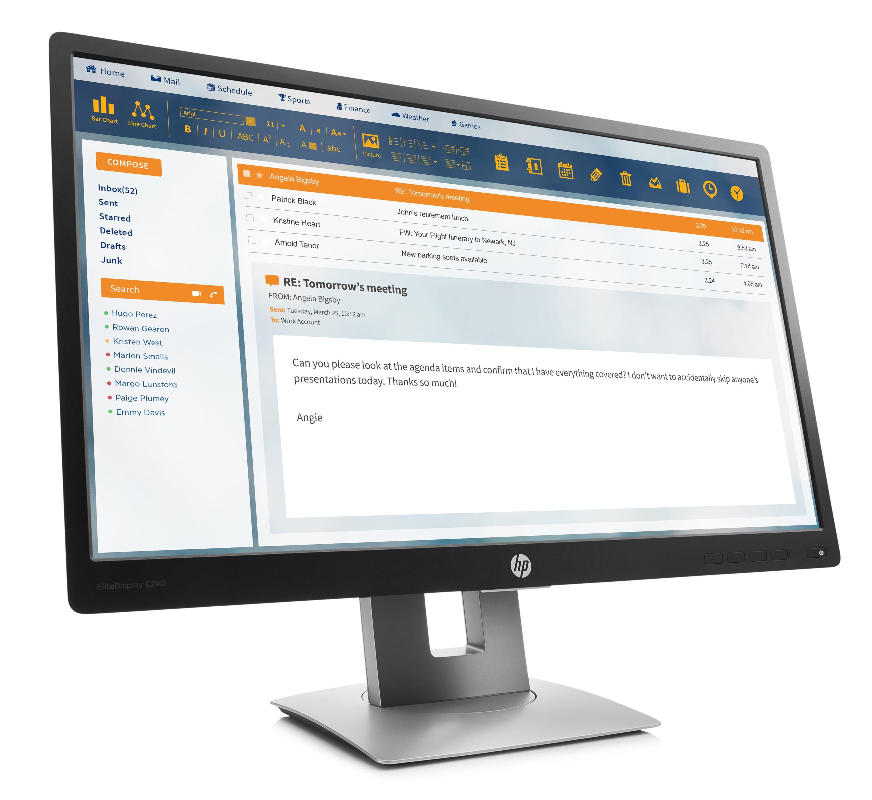 HP EliteDisplay E240 Monitor | 24" | Full HD | HDMI DisplayPort | schwarz/silber - ohne Standfuß